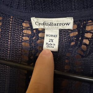 Croft & Barrow Deep Blue Open Knit Top